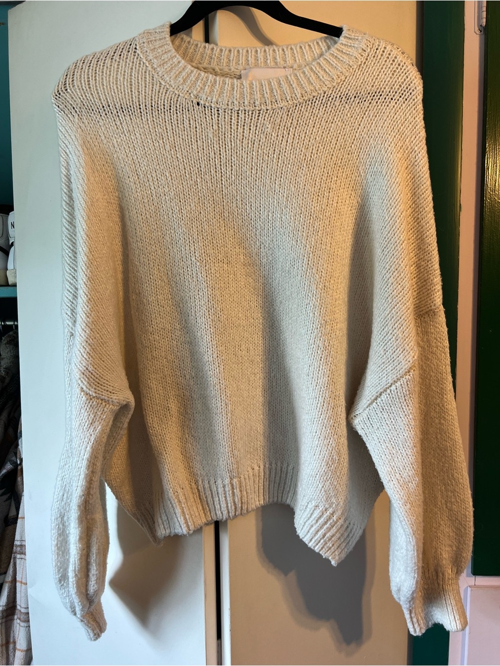 Pink Rose Cream Oversized Crewneck Sweater